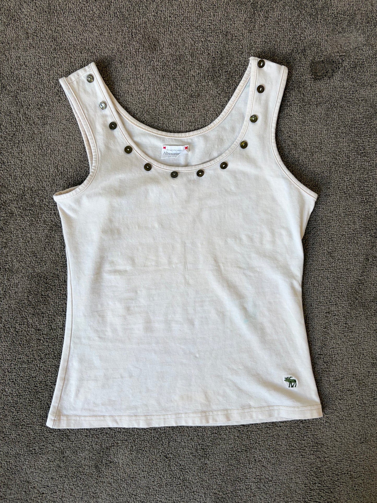 Vintage Abercrombie Ivory Button-Detail Tank