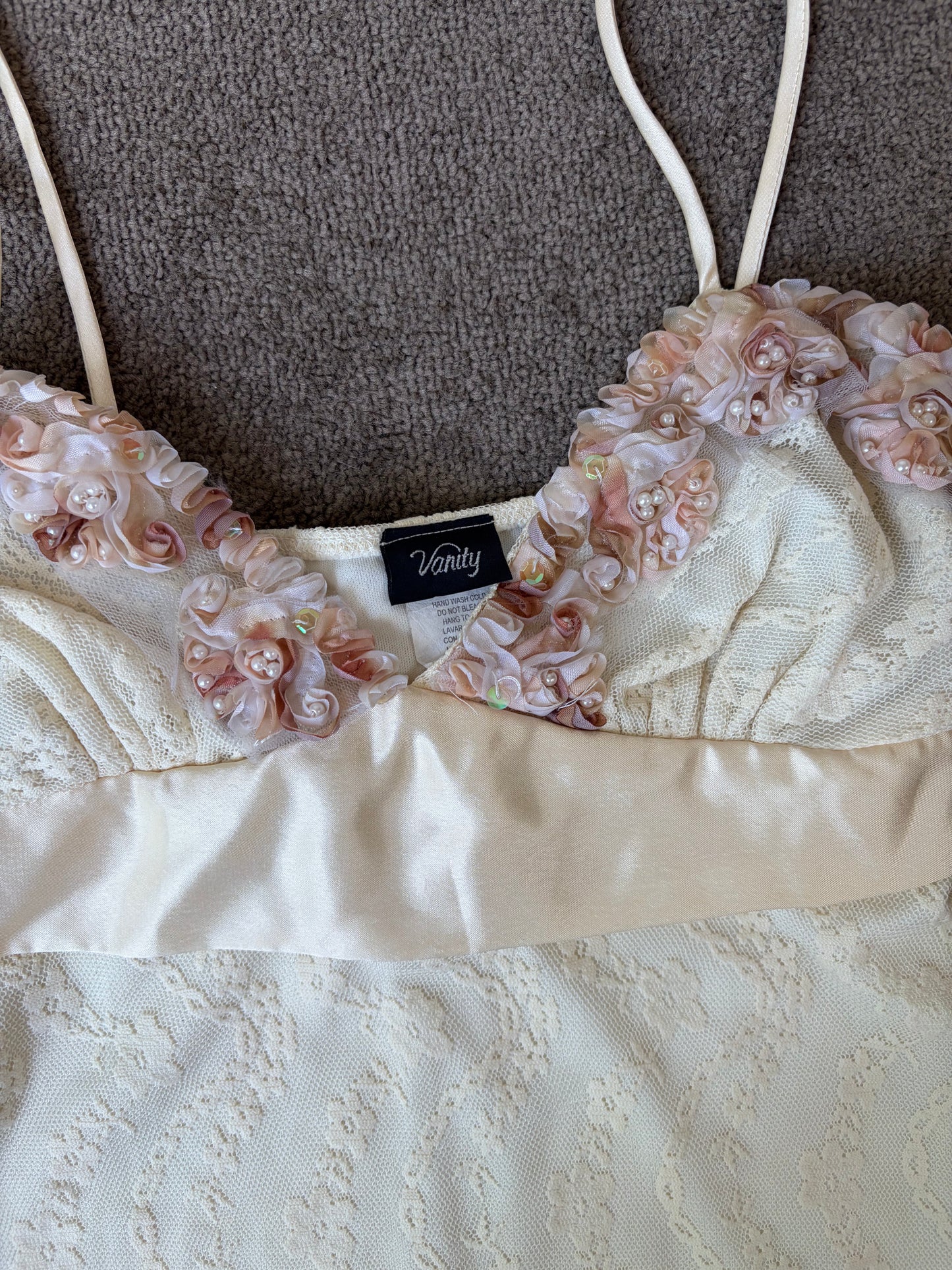 Ivory Lace Satin Babydoll Cami