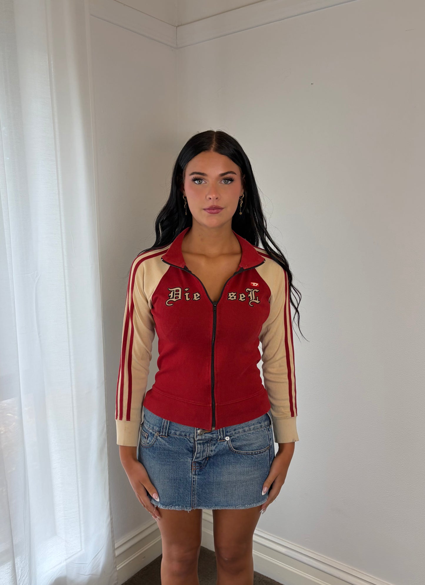 Vintage Diesel Red Zip-Up Track Jacket
