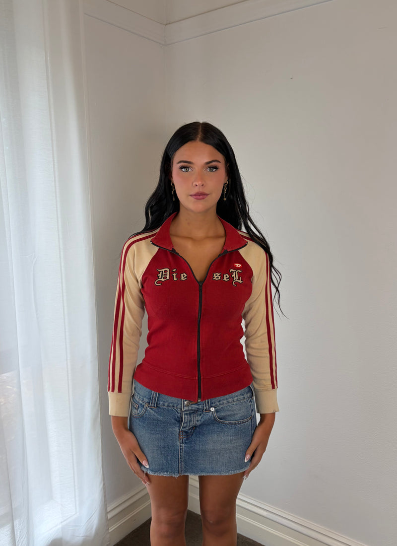 Vintage Diesel Red Zip-Up Track Jacket