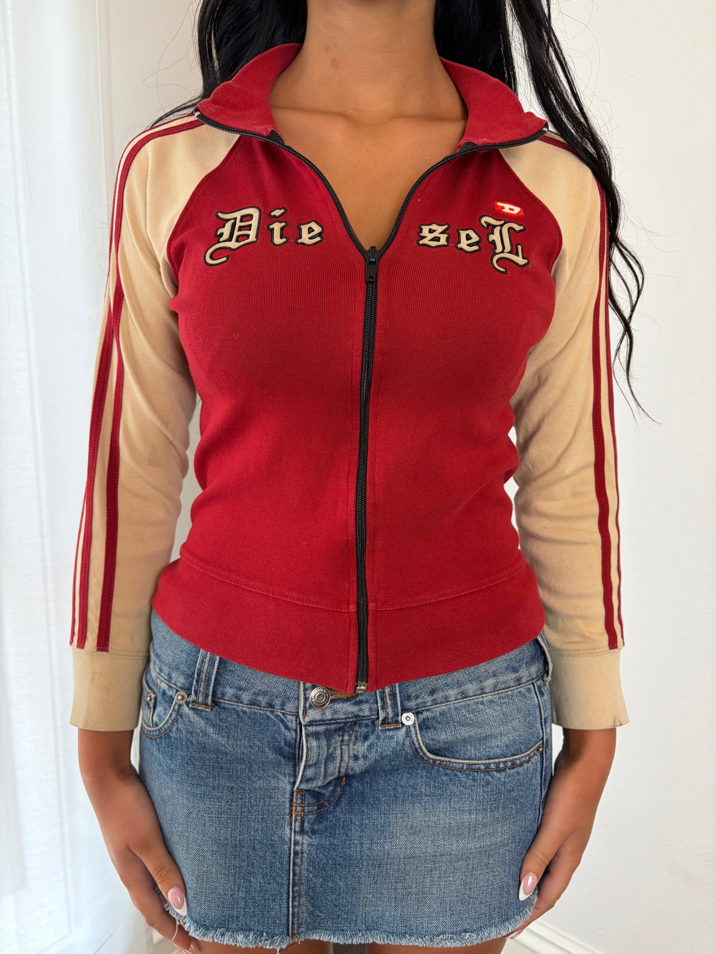 Vintage Diesel Red Zip-Up Track Jacket