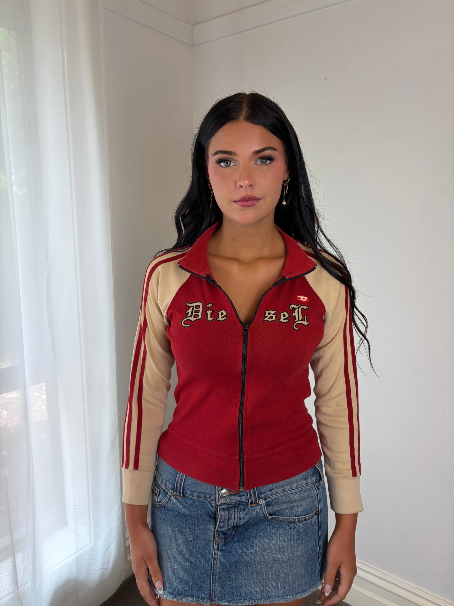 Vintage Diesel Red Zip-Up Track Jacket