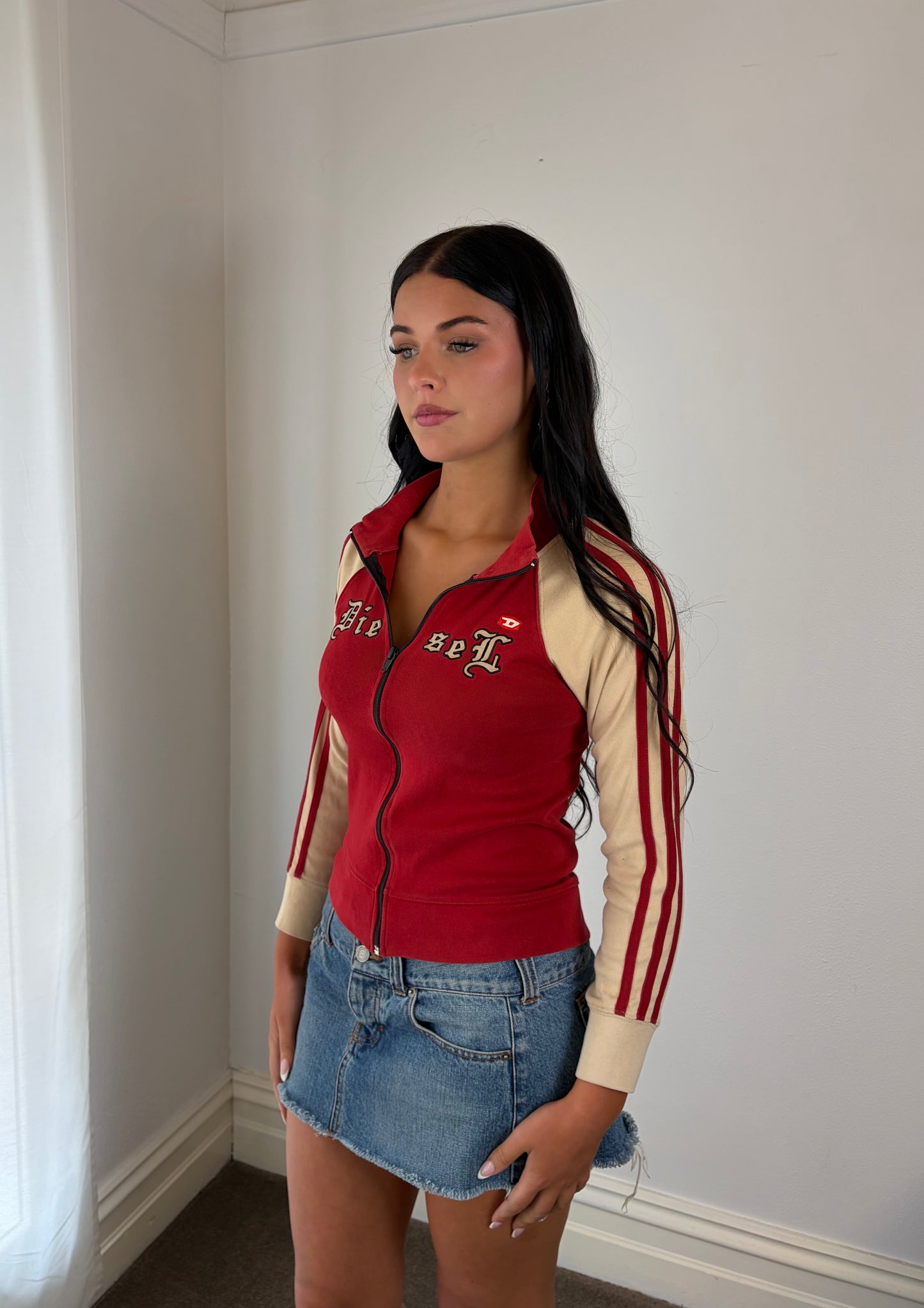 Vintage Diesel Red Zip-Up Track Jacket