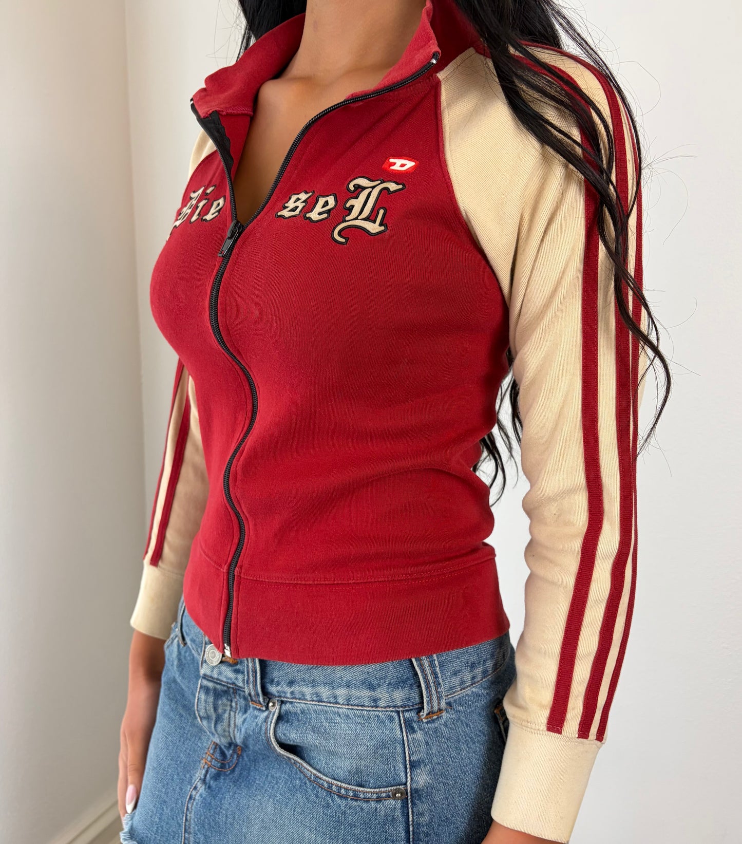 Vintage Diesel Red Zip-Up Track Jacket