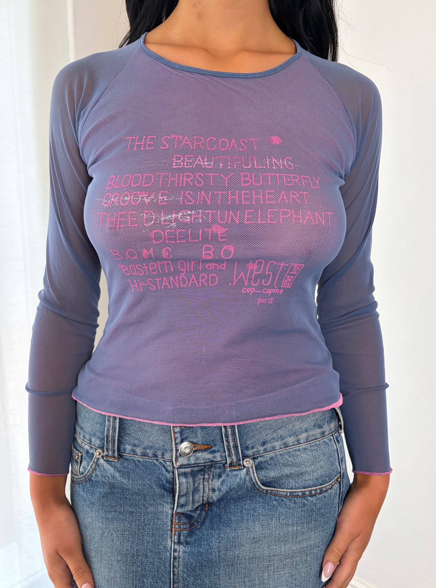 Vintage Cop.Copine Sheer Mesh Graphic Top