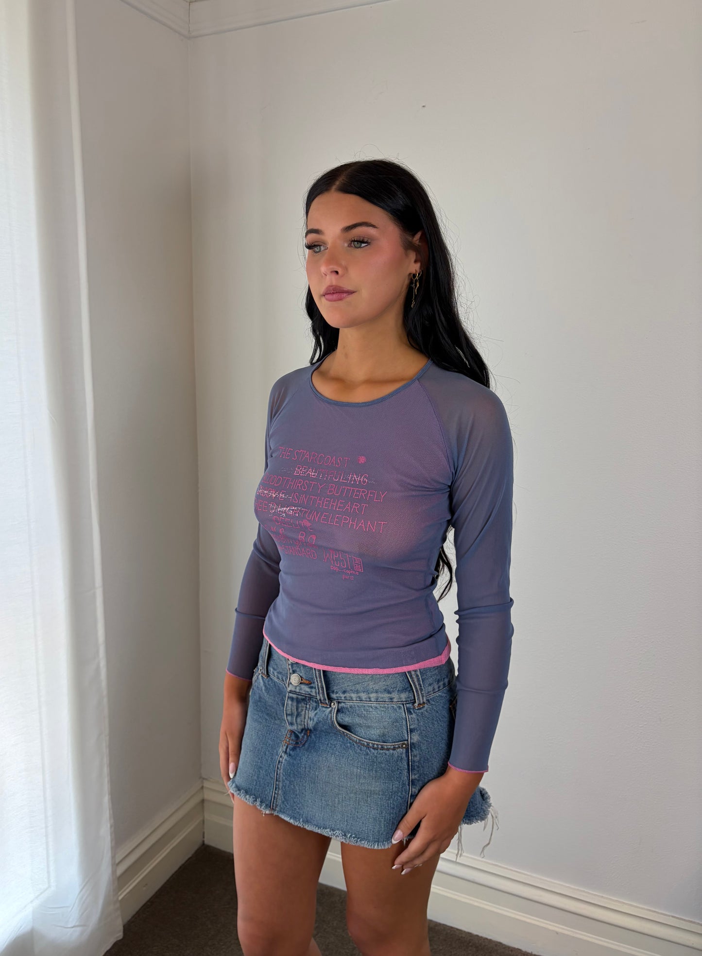 Vintage Cop.Copine Sheer Mesh Graphic Top