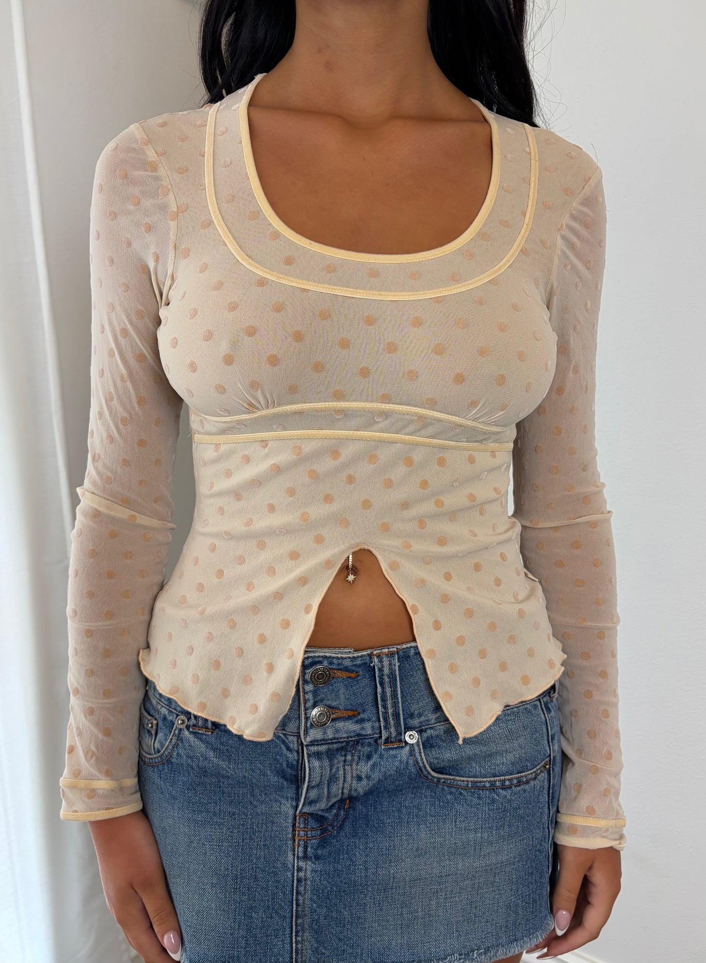 Vintage Morgan Sheer Polka Dot Mesh Top