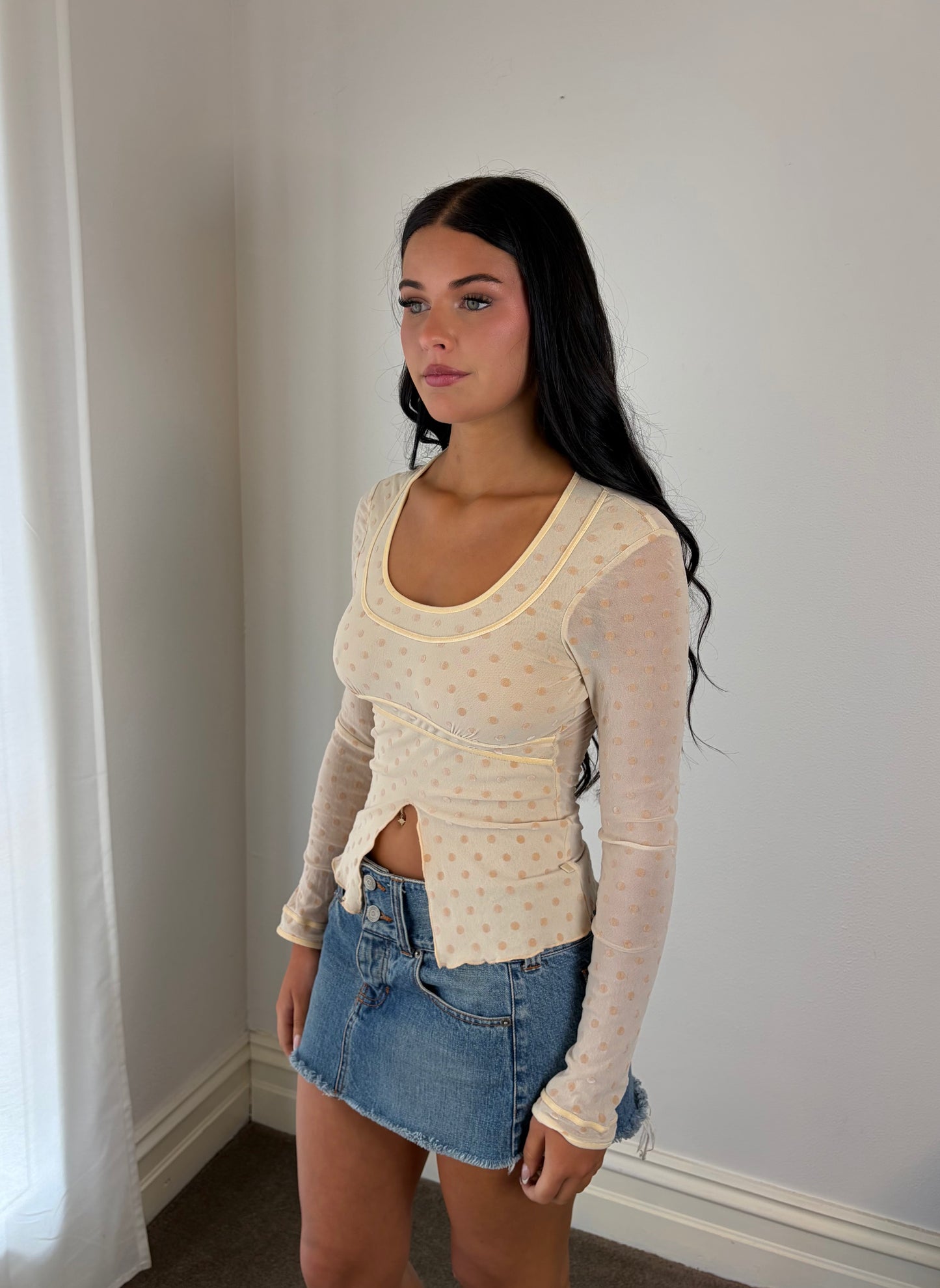 Vintage Morgan Sheer Polka Dot Mesh Top