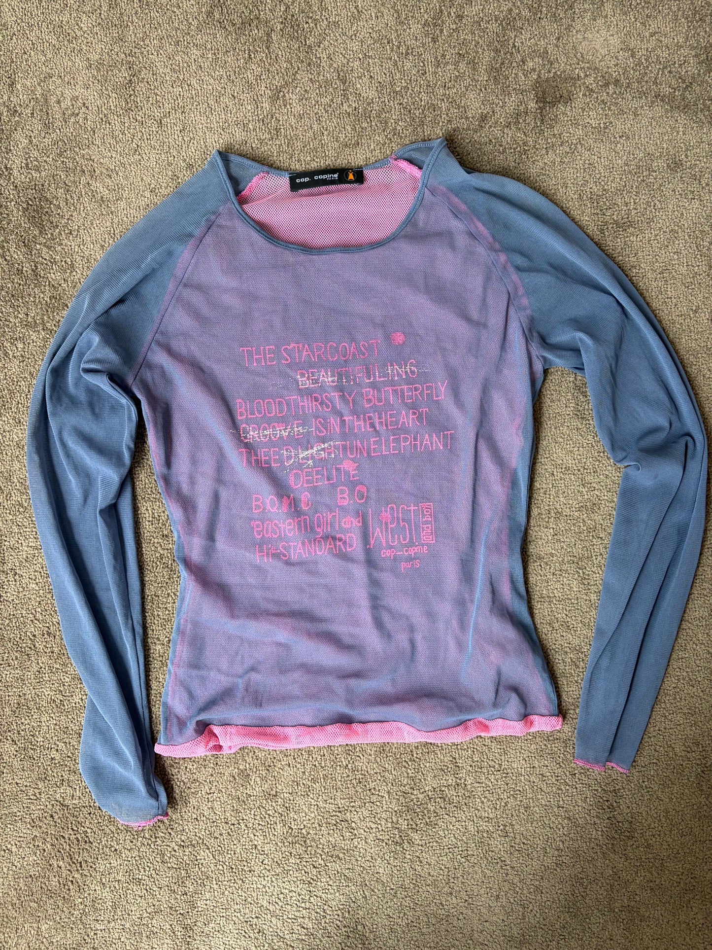 Vintage Cop.Copine Sheer Mesh Graphic Top