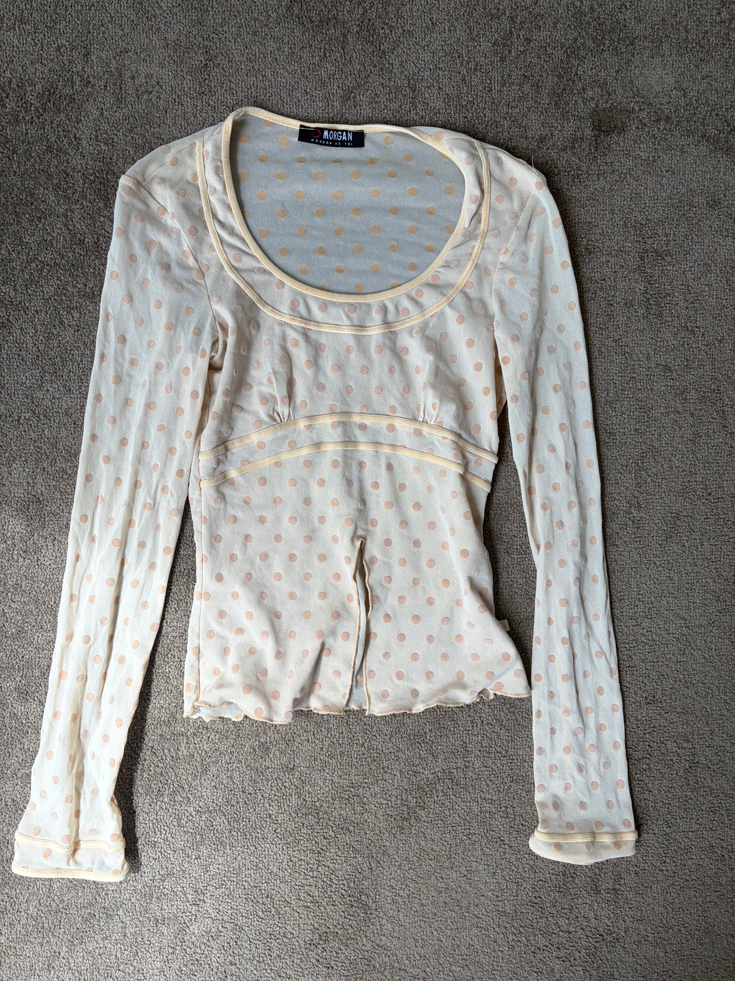 Vintage Morgan Sheer Polka Dot Mesh Top