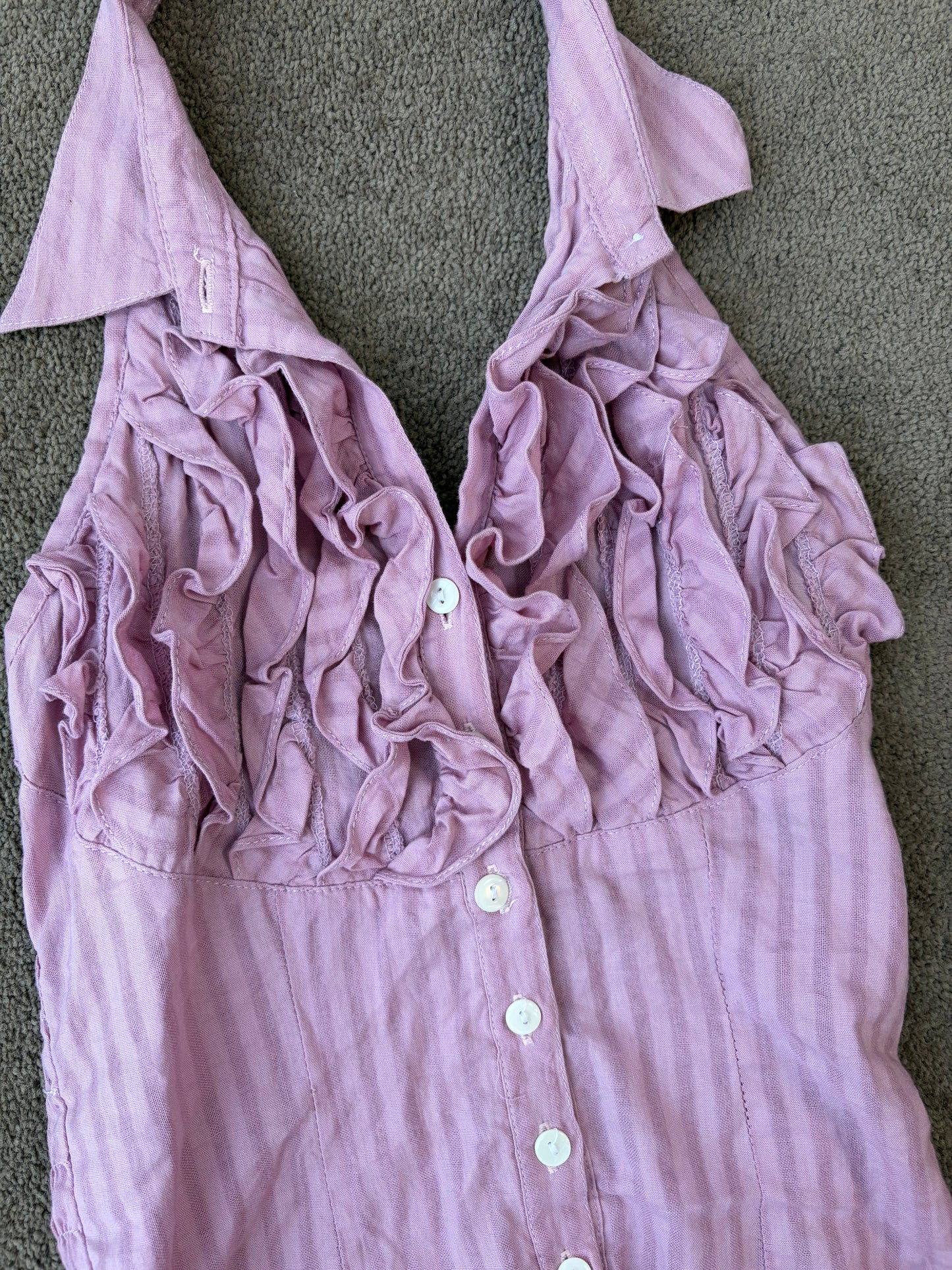 Romantic Y2K Dusty Rose Ruffle Halter Top