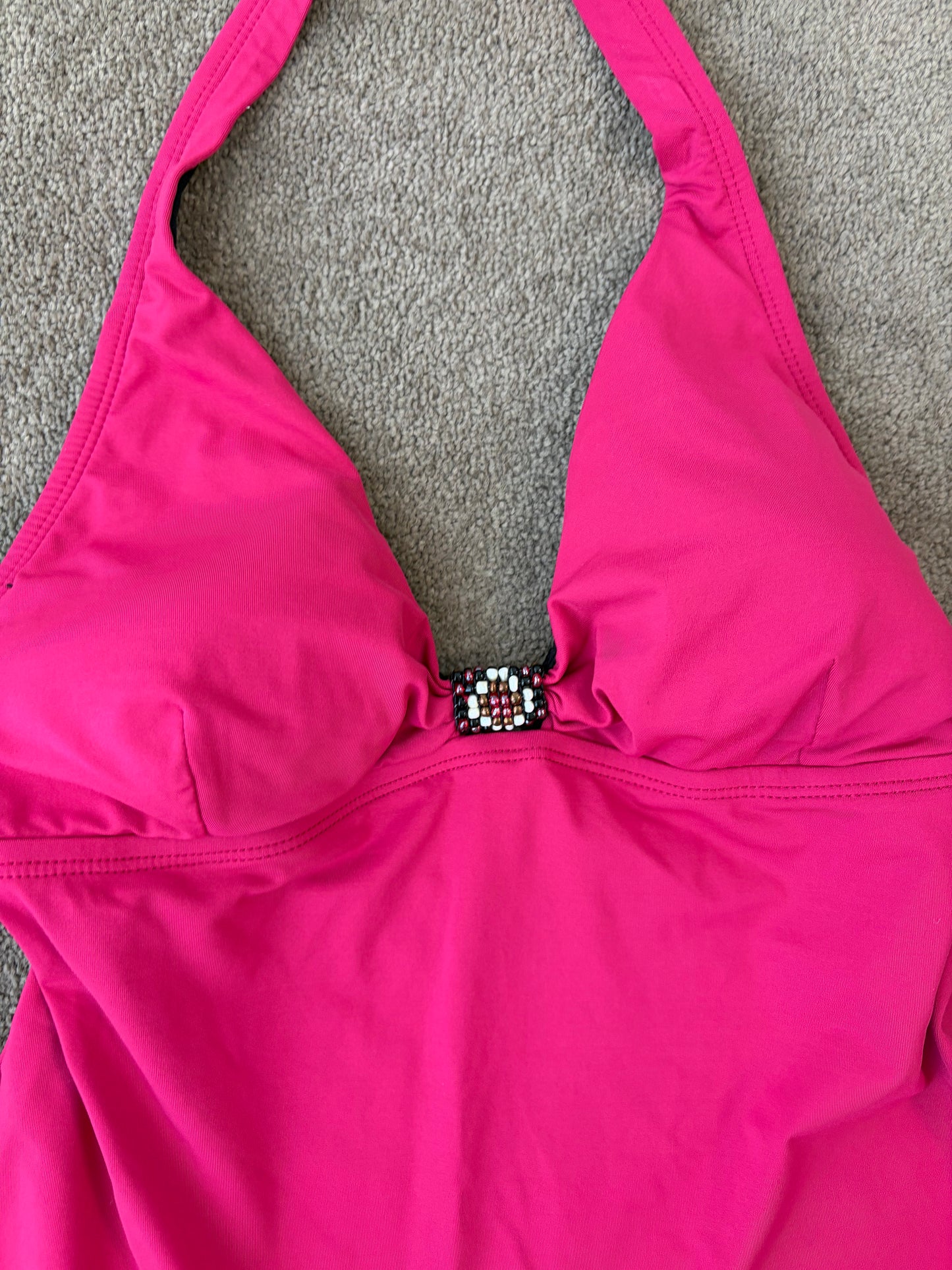 Y2K Vintage Hot Pink Halter Top with Beaded Detail