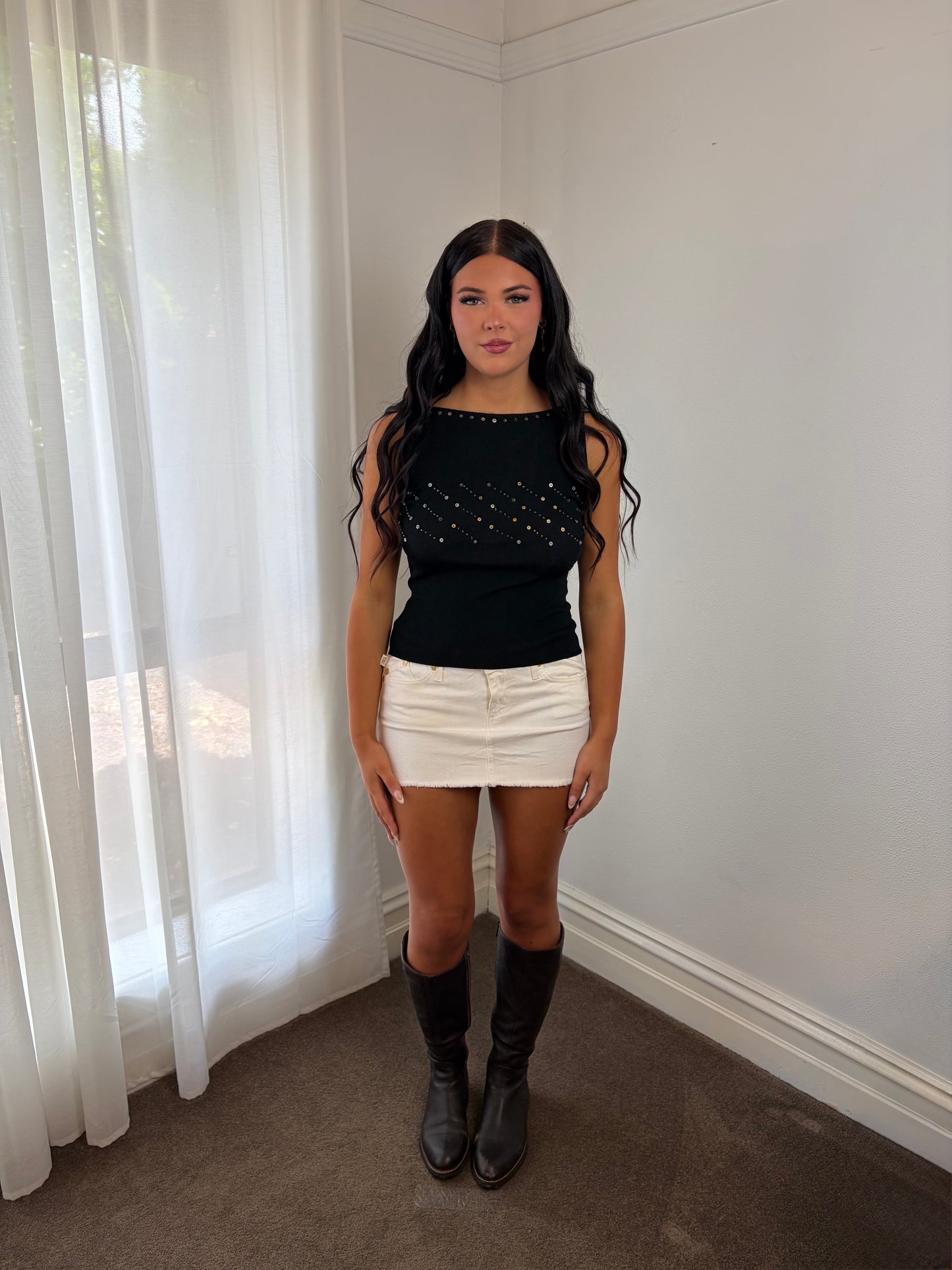 Luxury Vintage Black Embellished Knit Top