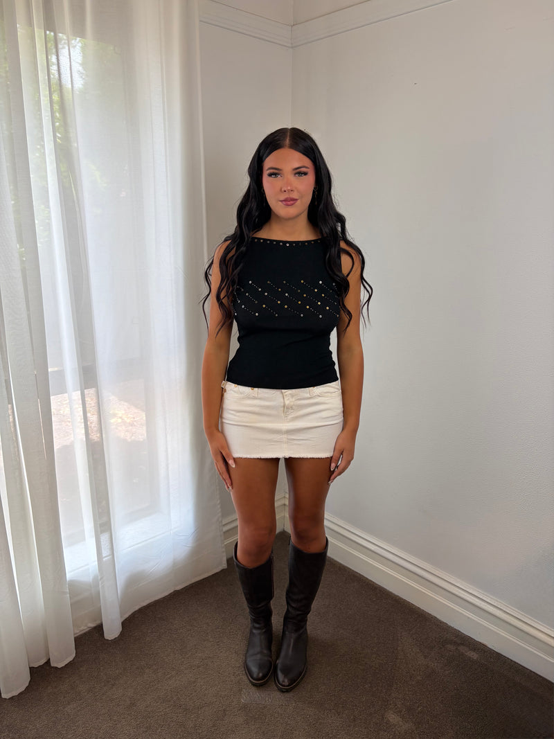 Luxury Vintage Black Embellished Knit Top