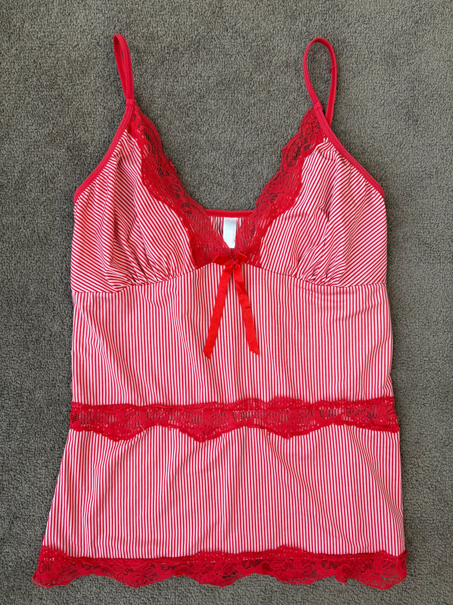 Pinstripe Y2K Satin Bow Cami