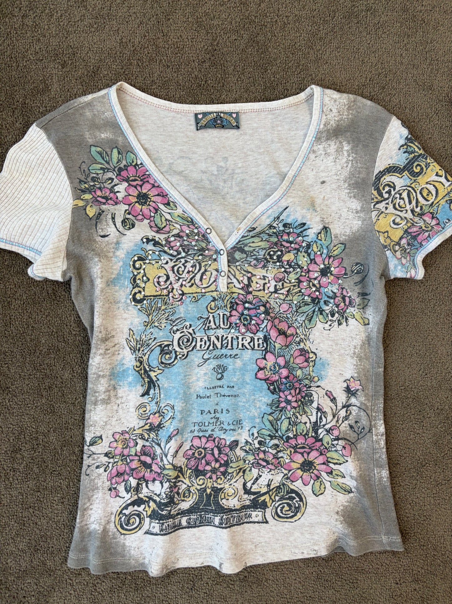 Luxury Vintage Floral Graphic Top