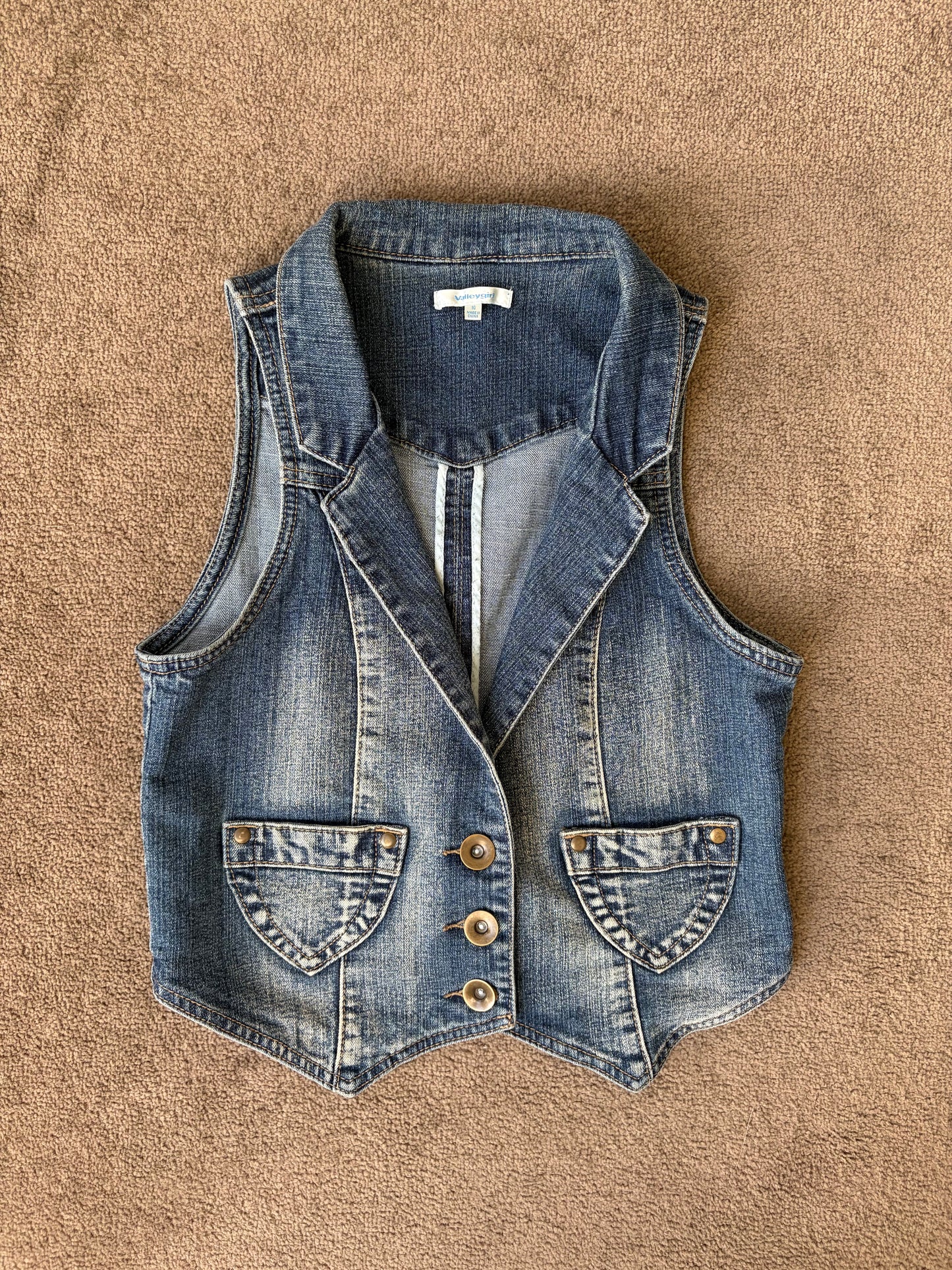 Vintage Indigo Denim Halter Vest Top with Plunge Neckline